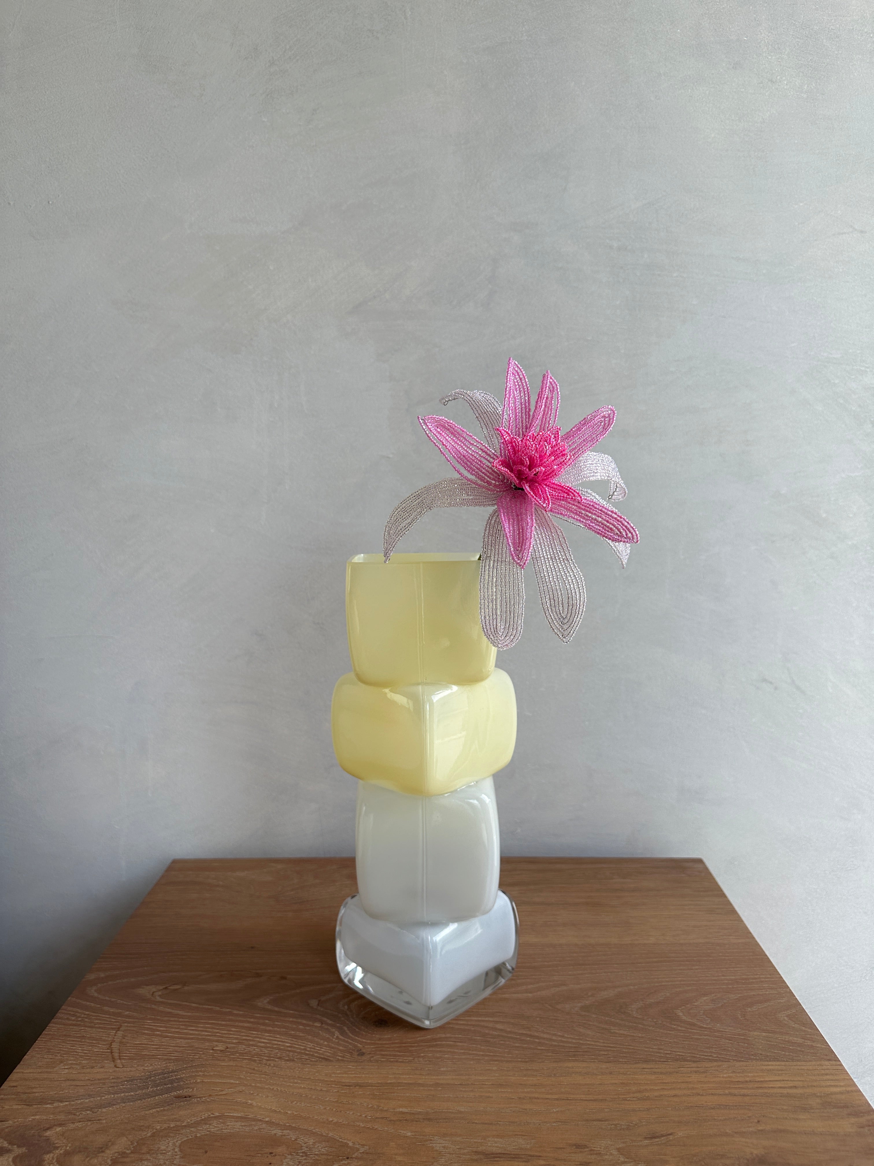 Yellow & Blue Smoke Glass Vase